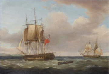 トーマス・ウィットコム HMS ピケ 40 砲 CHB ロス大佐がスペインのオルキホ准ブリッグ 1805 年海戦を制圧 Oil Paintings